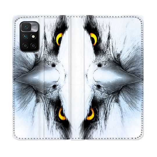 Housse Cuir Portefeuille Pour Xiaomi Redmi 10 Animal Aigle Royal Blanc