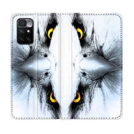 Housse Cuir Portefeuille Pour Xiaomi Redmi 10 Animal Aigle Royal Blanc