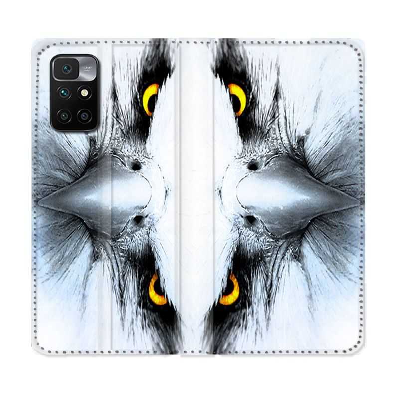 Housse Cuir Portefeuille Pour Xiaomi Redmi 10 Animal Aigle Royal Blanc