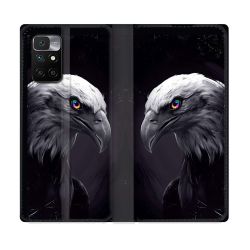 Housse Cuir Portefeuille Pour Xiaomi Redmi 10 Animal Aigle Royal Noir