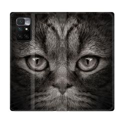 Housse Cuir Portefeuille Pour Xiaomi Redmi 10 Animal Chat Gris