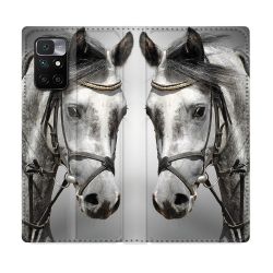 Housse Cuir Portefeuille Pour Xiaomi Redmi 10 Animal Cheval Blanc