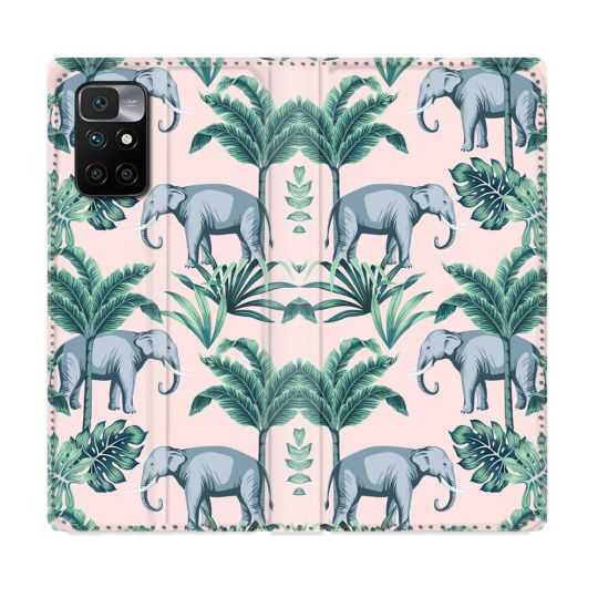 Housse Cuir Portefeuille Pour Xiaomi Redmi 10 Animal Elephant Pattern