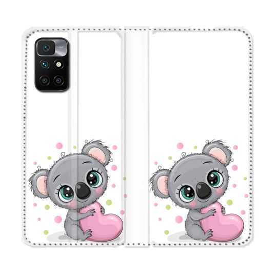 Housse Cuir Portefeuille Pour Xiaomi Redmi 10 Animal Koala Cœur