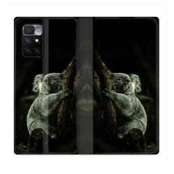 Housse Cuir Portefeuille Pour Xiaomi Redmi 10 Animal Koala Noir