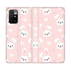 Housse Cuir Portefeuille Pour Xiaomi Redmi 10 Animal Lapin Rose