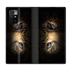 Housse Cuir Portefeuille Pour Xiaomi Redmi 10 Animal Leopard Yeux