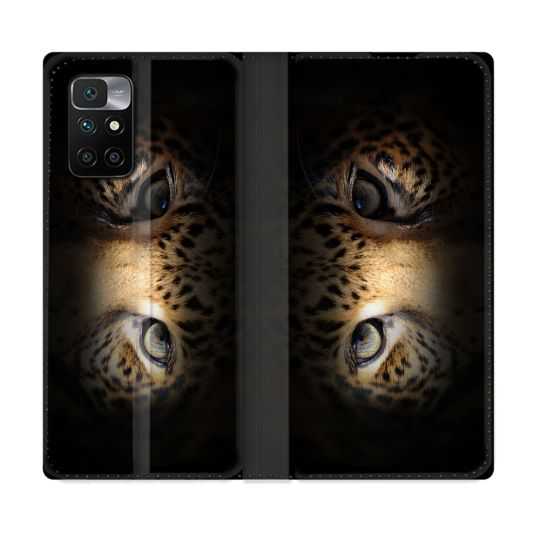 Housse Cuir Portefeuille Pour Xiaomi Redmi 10 Animal Leopard Yeux