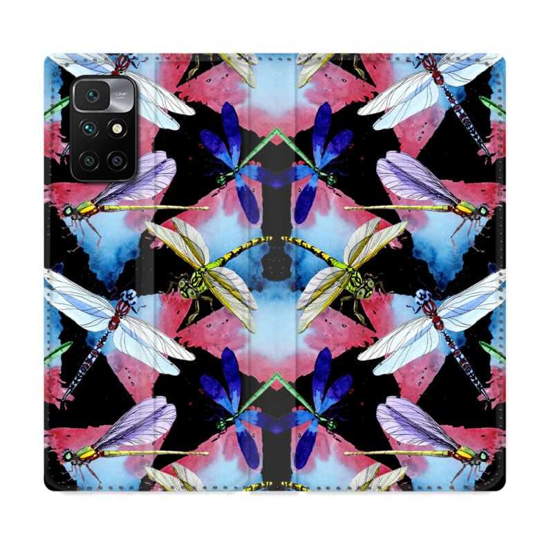 Housse Cuir Portefeuille Pour Xiaomi Redmi 10 Animal Libellule