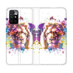 Housse Cuir Portefeuille Pour Xiaomi Redmi 10 Animal Lion Tag
