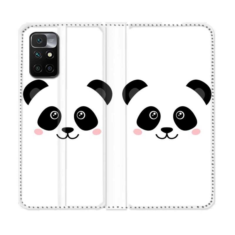 Housse Cuir Portefeuille Pour Xiaomi Redmi 10 Animal Panda Blanc