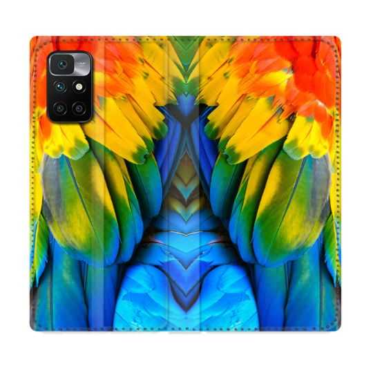 Housse Cuir Portefeuille Pour Xiaomi Redmi 10 Animal Perroquet Plume