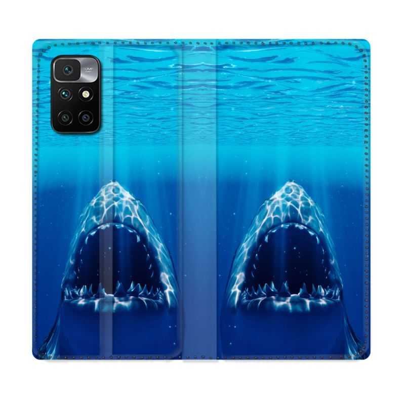 Housse Cuir Portefeuille Pour Xiaomi Redmi 10 Animal Requin Dent