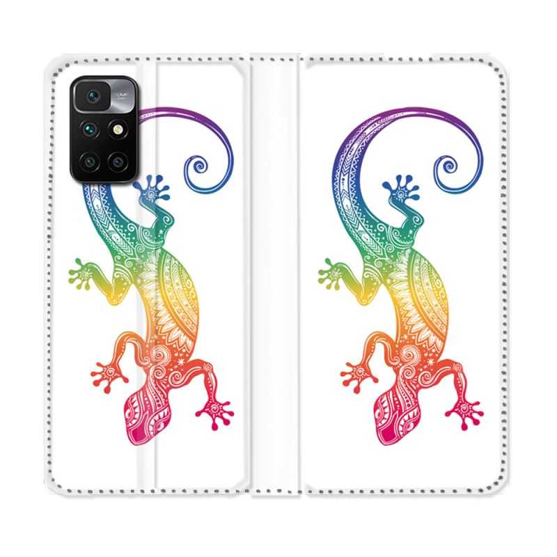 Housse Cuir Portefeuille Pour Xiaomi Redmi 10 Animal Salamandre Color