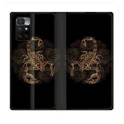 Housse Cuir Portefeuille Pour Xiaomi Redmi 10 Animal Scorpion Fresque