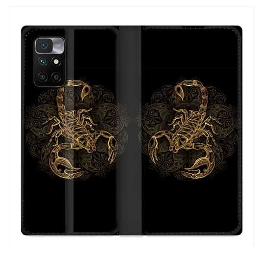 Housse Cuir Portefeuille Pour Xiaomi Redmi 10 Animal Scorpion Fresque