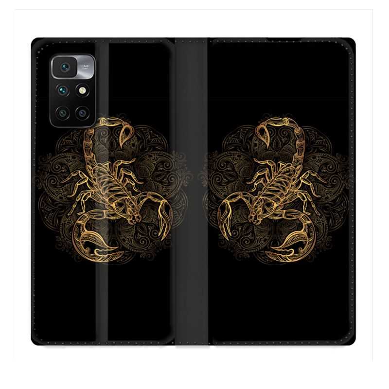 Housse Cuir Portefeuille Pour Xiaomi Redmi 10 Animal Scorpion Fresque