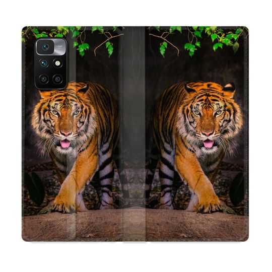 Housse Cuir Portefeuille Pour Xiaomi Redmi 10 Animal Tigre Jungle