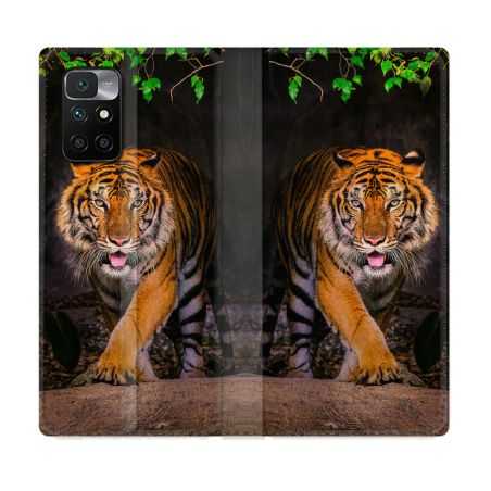 Housse Cuir Portefeuille Pour Xiaomi Redmi 10 Animal Tigre Jungle