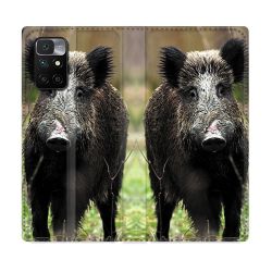 Housse Cuir Portefeuille Pour Xiaomi Redmi 10 Chasse Sanglier bois