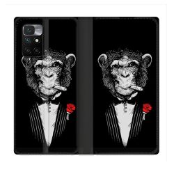 Housse Cuir Portefeuille Pour Xiaomi Redmi 10 Decale Singe Mafia
