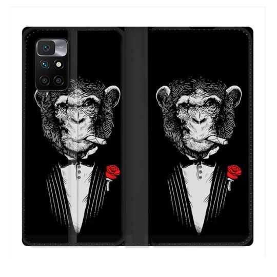 Housse Cuir Portefeuille Pour Xiaomi Redmi 10 Decale Singe Mafia