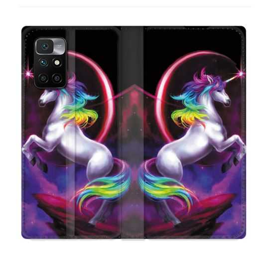 Housse Cuir Portefeuille Pour Xiaomi Redmi 10 Fantastique Licorne Arc en ciel