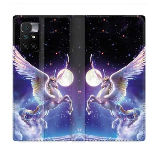 Housse Cuir Portefeuille Pour Xiaomi Redmi 10 Fantastique Licorne Céleste
