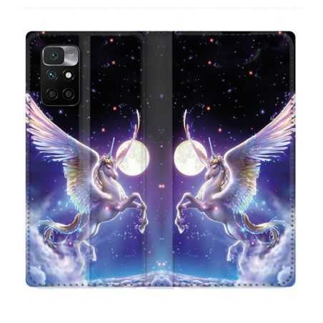 Housse Cuir Portefeuille Pour Xiaomi Redmi 10 Fantastique Licorne Céleste