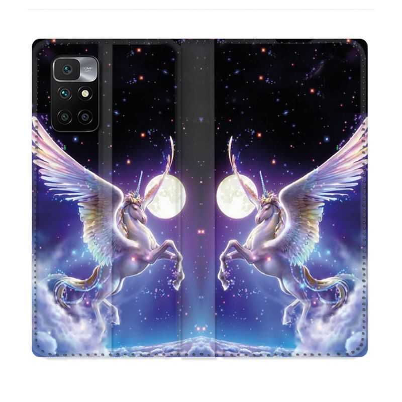 Housse Cuir Portefeuille Pour Xiaomi Redmi 10 Fantastique Licorne Céleste
