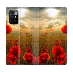 Housse Cuir Portefeuille Pour Xiaomi Redmi 10 Fleur Coquelicot