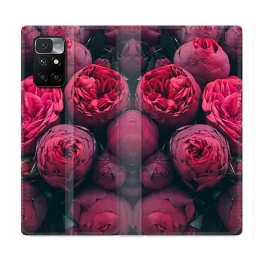 Housse Cuir Portefeuille Pour Xiaomi Redmi 10 Fleur Pivoine