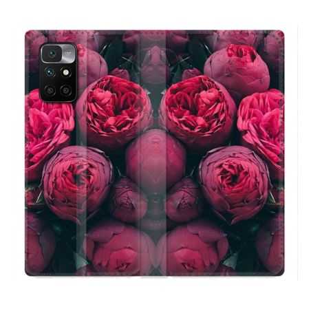 Housse Cuir Portefeuille Pour Xiaomi Redmi 10 Fleur Pivoine