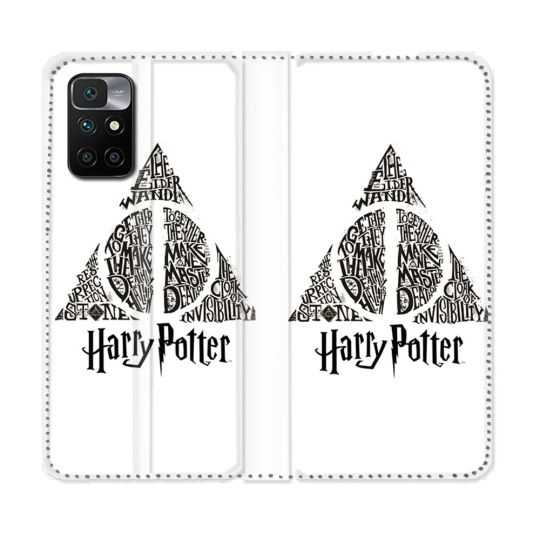 Housse Cuir Portefeuille Pour Xiaomi Redmi 10 Harry Potter Hollows triangle Blanc