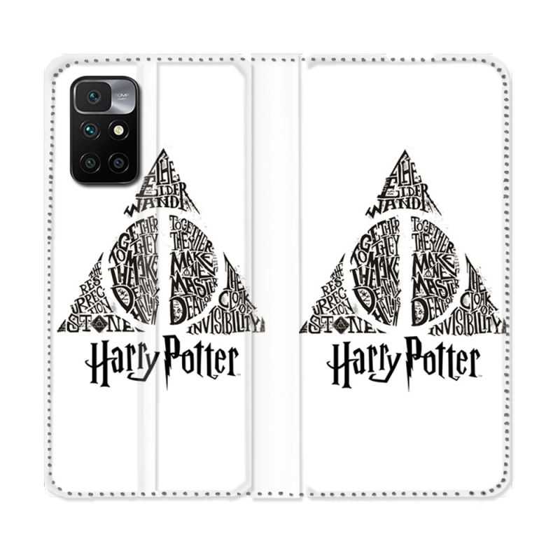 Housse Cuir Portefeuille Pour Xiaomi Redmi 10 Harry Potter Hollows triangle Blanc