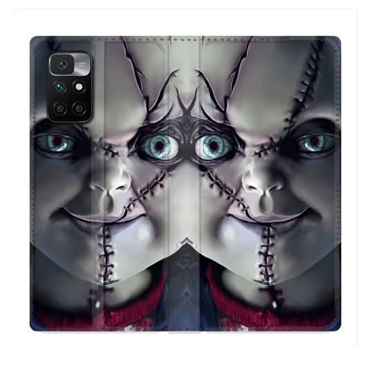 Housse Cuir Portefeuille Pour Xiaomi Redmi 10 Horreur Chucky Cicatrice