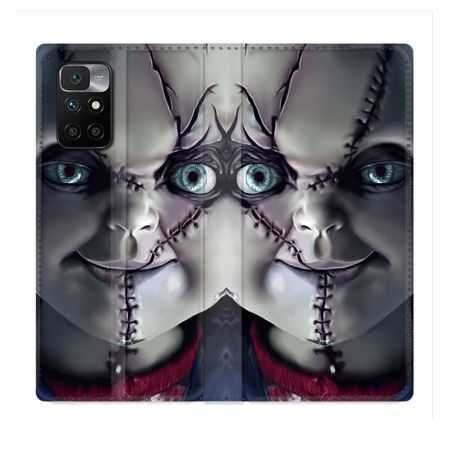 Housse Cuir Portefeuille Pour Xiaomi Redmi 10 Horreur Chucky Cicatrice