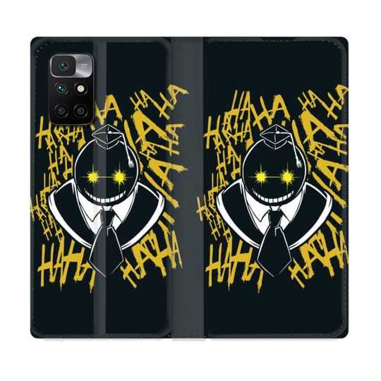 Housse Cuir Portefeuille Pour Xiaomi Redmi 10 Manga Assassination Classroom Kuro Noir