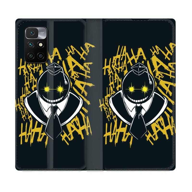 Housse Cuir Portefeuille Pour Xiaomi Redmi 10 Manga Assassination Classroom Kuro Noir