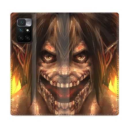 Housse Cuir Portefeuille Pour Xiaomi Redmi 10 Manga Attaque Titans Eren Titan