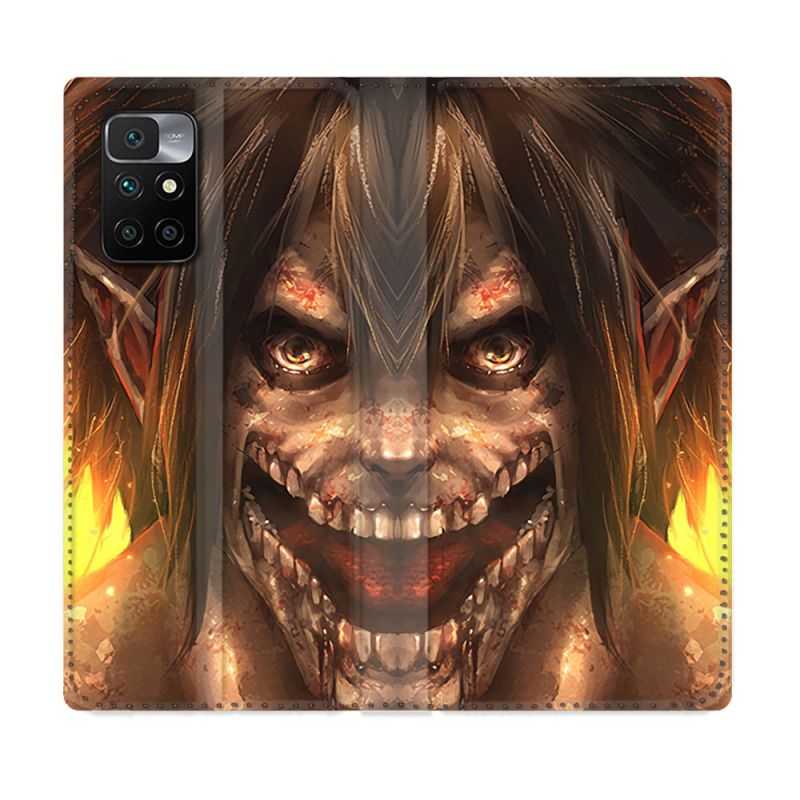 Housse Cuir Portefeuille Pour Xiaomi Redmi 10 Manga Attaque Titans Eren Titan