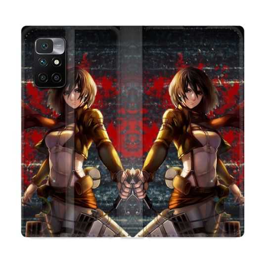 Housse Cuir Portefeuille Pour Xiaomi Redmi 10 Manga Attaque Titans Mikasa