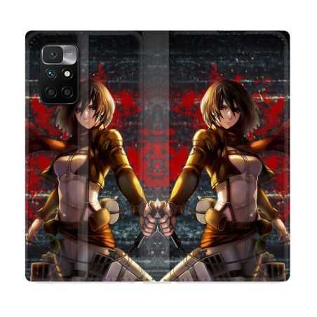 Housse Cuir Portefeuille Pour Xiaomi Redmi 10 Manga Attaque Titans Mikasa