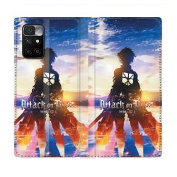 Housse Cuir Portefeuille Pour Xiaomi Redmi 10 Manga Attaque Titans Soleil
