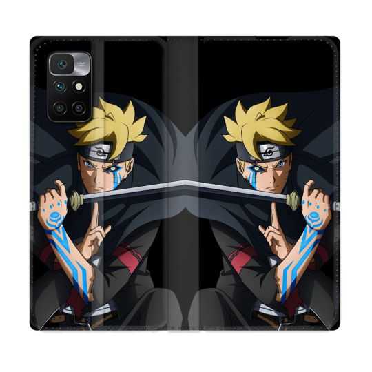 Housse Cuir Portefeuille Pour Xiaomi Redmi 10 Manga Boruto Tatouage