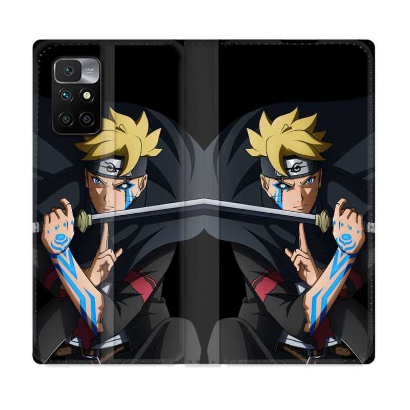 Housse Cuir Portefeuille Pour Xiaomi Redmi 10 Manga Boruto Tatouage