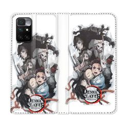 Housse Cuir Portefeuille Pour Xiaomi Redmi 10 Manga Demon Slayer Blanc