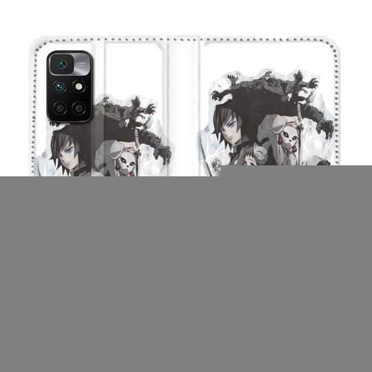 Housse Cuir Portefeuille Pour Xiaomi Redmi 10 Manga Demon Slayer Blanc