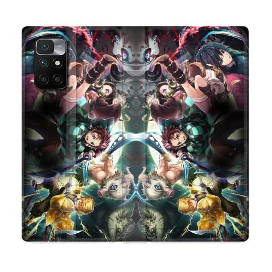Housse Cuir Portefeuille Pour Xiaomi Redmi 10 Manga Demon Slayer Groupe