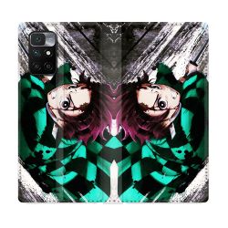Housse Cuir Portefeuille Pour Xiaomi Redmi 10 Manga Demon Slayer Tanjiro